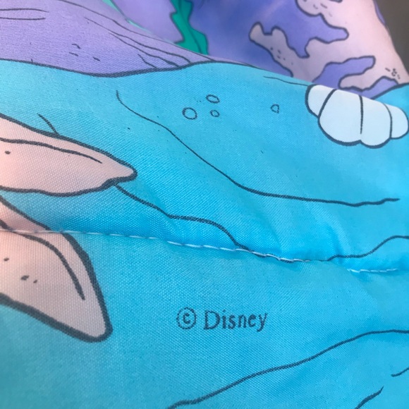 90s vintage Disney Little Mermaid Sleeping Bag Ariel Flounder Sebastian - Picture 7 of 8